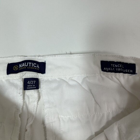 Nautica Woman's 4/27 Pant Ankle Trouser Soft Cotton Tencel Stretch White 30x27" - Picture 4 of 8